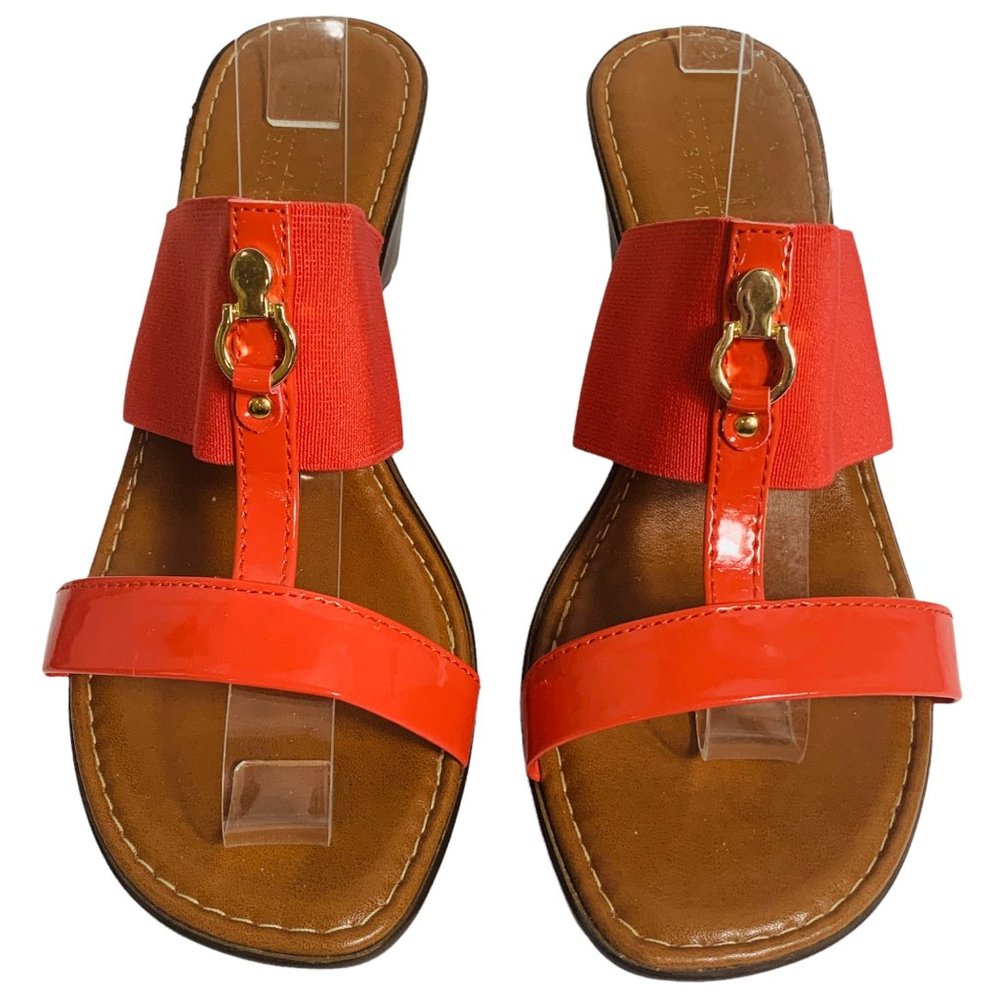 Italian Shoe Makers Womens Orange Wedge Slide Shoes Size 9.50